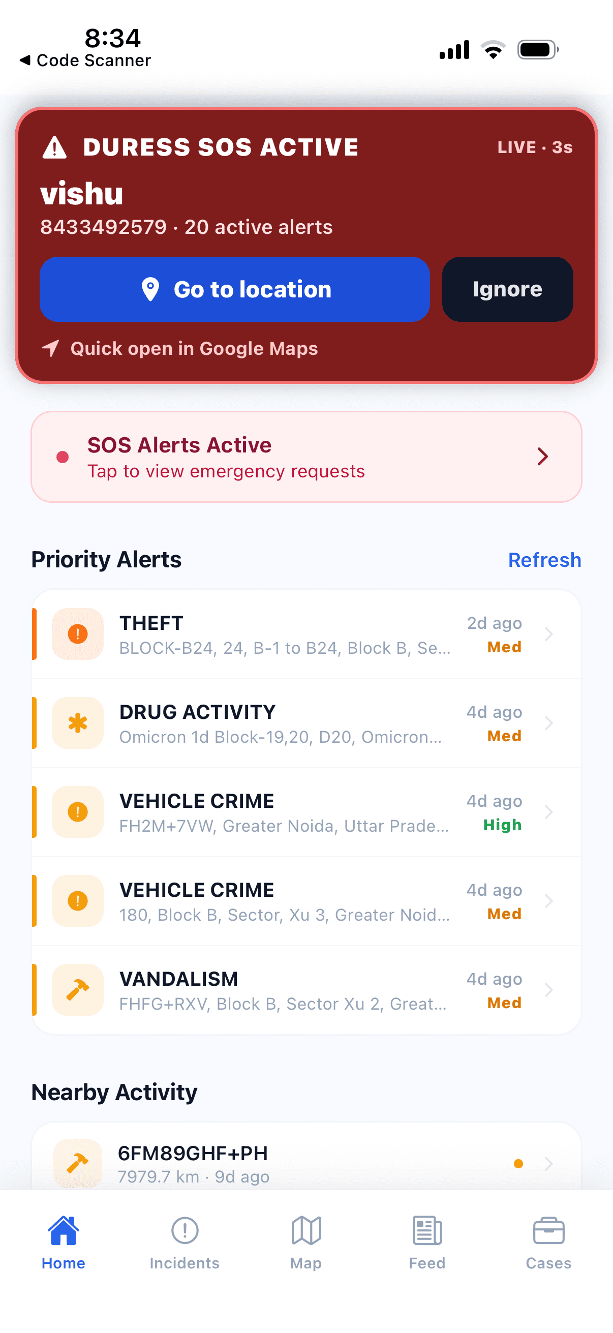 CrimeBook app screen 2